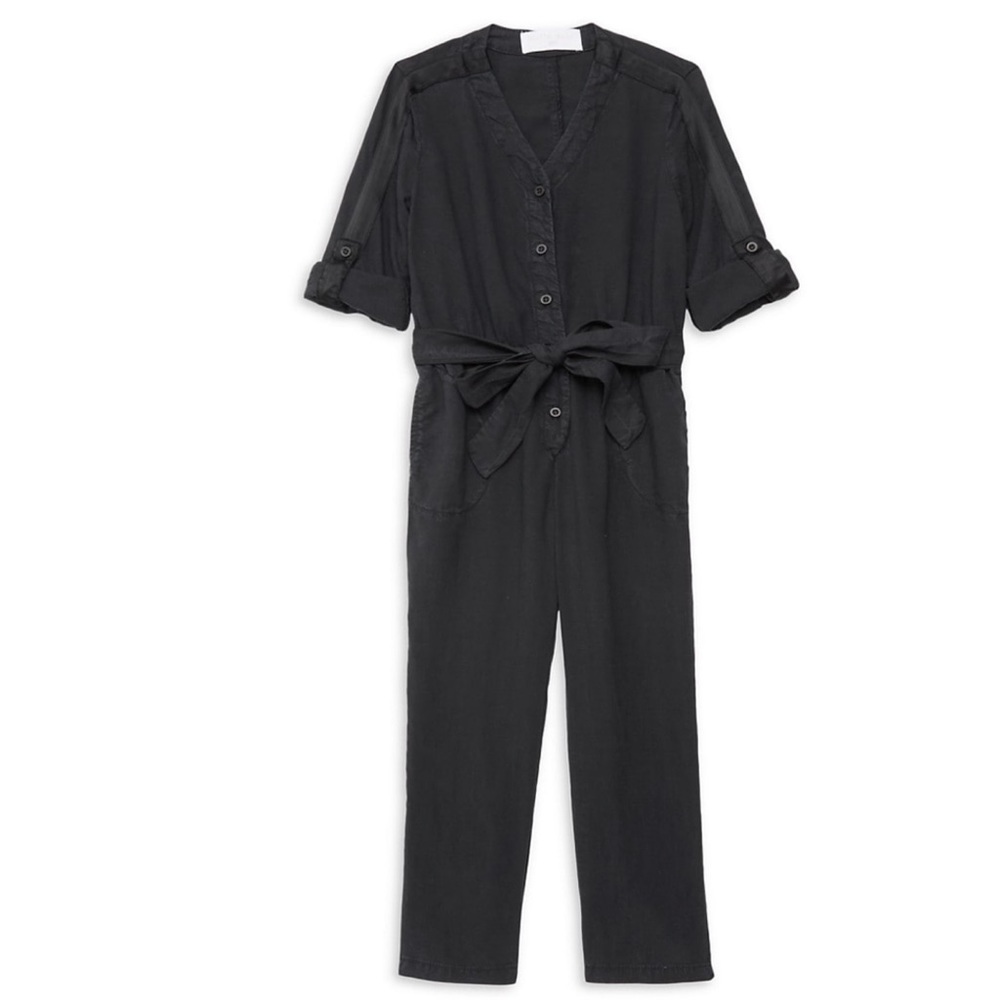 Bella Dahl Girl's Roll-Sleeve Jumpsuit Size 12